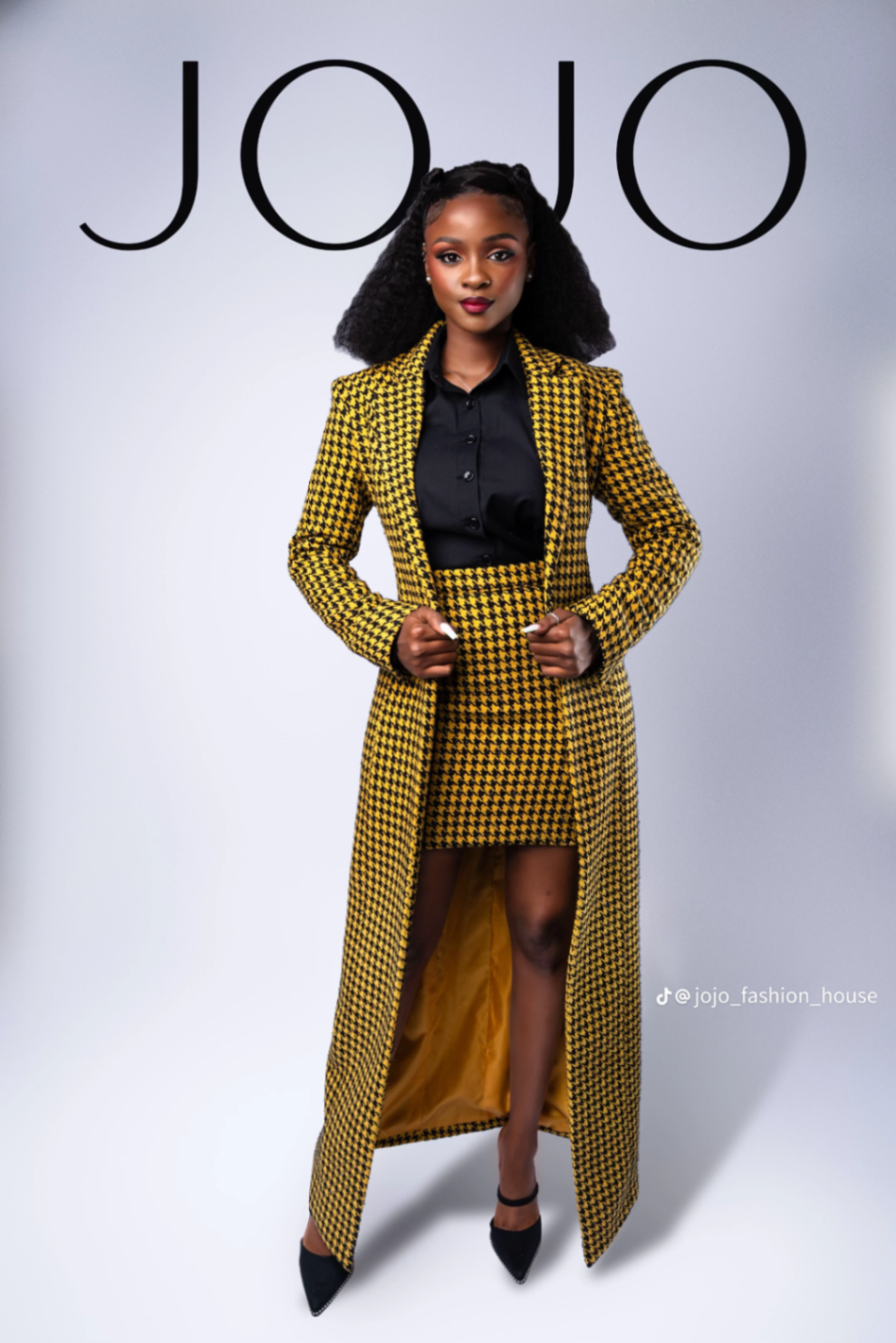 Houndstooth Statement Coat Set