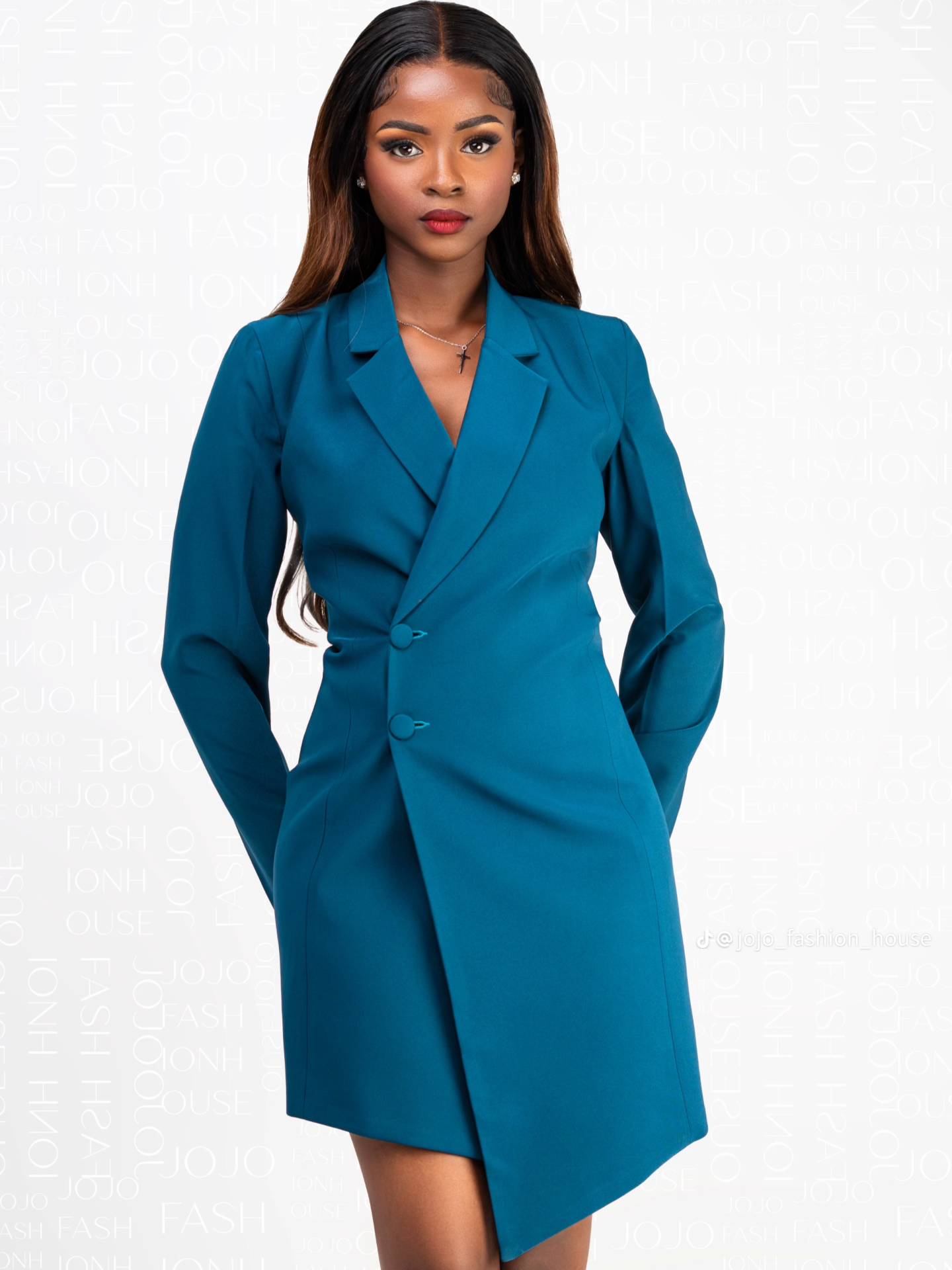 Teal Tailored Blazer Dress